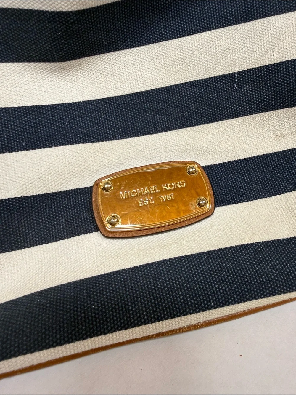 Michael Kors Nautical Stripe Tote Bag with Rope Handles - Navy & White Preowned